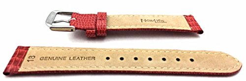 18Mm Red Genuine Leather Watch Band | Teju Lizard Grained, Lightly Padded Replacement Wrist Strap That Brings New Life To Any Watch (Mens Standard Length) #TOP1