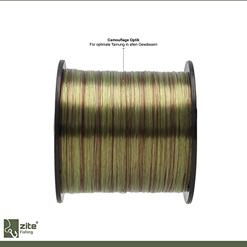 Zite Fishing Monofile Angelschnur in Camouflage – Karpfen-Schnur 1000m Spule - Abriebfeste Carp-Line Nylon-Schnur – Bild 5