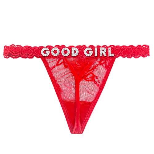 Image of Women's Personalized Thongs with Funny Rhinestone Letters, Custom Name Underwear Panties for Couples