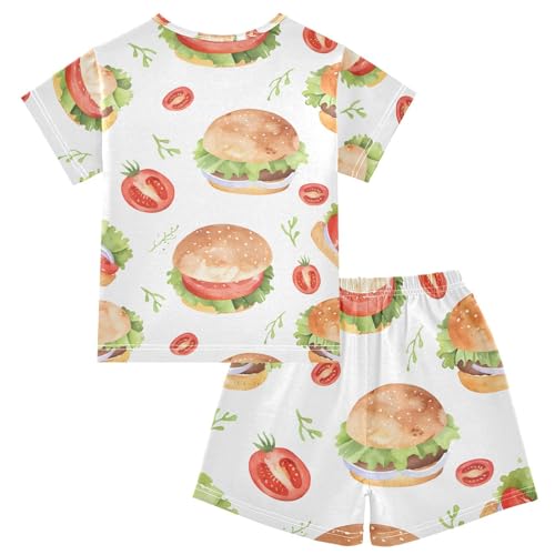 ALAZA Hamburger Tomato Pajamas Short Sleeve 2 Piece Sleepwear Top and Bottom Pajama Set Unisex2
