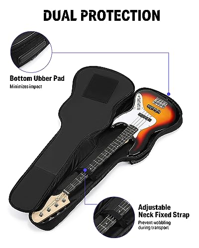 image for Donner 47 Inch Bass Guitar Case, 0.4 Inch Thick Padding Sponge 600D Ri