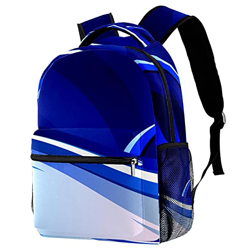 Sac à dos abstrait vagues bleu doté de poches de rangement pratiques