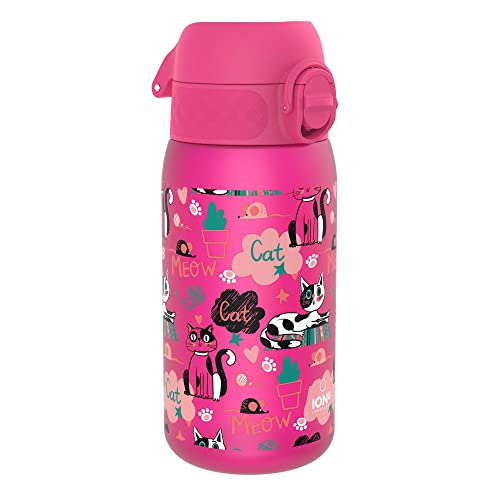 Ion8 Borraccia per bambini a prova di perdite, senza BPA, gatti, 350 ml