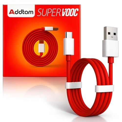 Image of Addtam 30W USB to Type C 3.3ft Fast Charging Cable Compatible with Oneplus 15,13,13r,13s,12,12r,11,11r,10r,10t,10,10 Pro,9 Pro, Nord 5,4,3,2T, CE5,Ce4 lite,Ce3 lite, SuperVooc /Superfast /Dash /Warp, Red