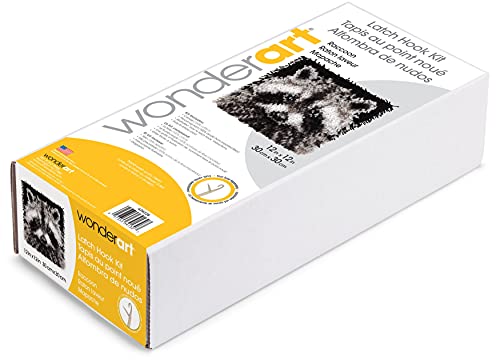 Image of Wonderart 426226C Raccoon Yarn Latch-Hook Kit12 inch X 12 inch100% Acrylic Machine Wash & Dry