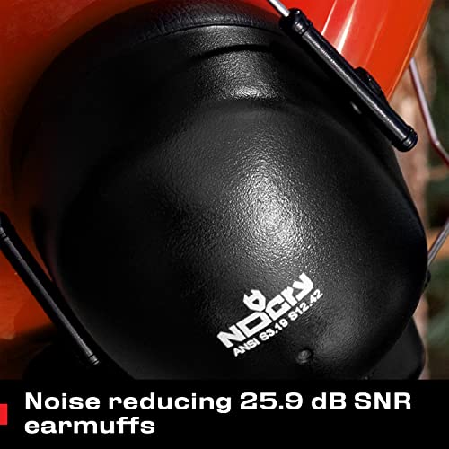 Nocry 6-In-1 Industrial Forestry Safety Helmet And Hearing Protection System; Face Protection Equipment With Two Protective Visors; Orange #TOP7