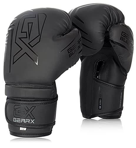 GearX Boxhandschuhe Sparring Maya Fell Leder Pro Gel Boxsack Fitnessstudio Training Kampf MMA Muay Thai Kickboxen (12 OZ) Cover