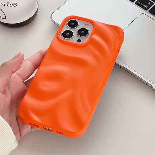 Coque silicone iPhone 15 Plus orange mate à la texture irrégulière épurée