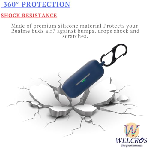 Image of WELCROS Soft Silicone Case Cover Compatible for Realme Buds Air 7 | 7 Pro (Blue, Combo)