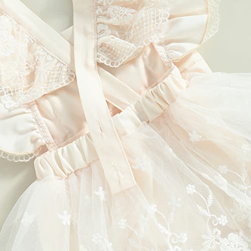 Kaipiclos Newborn Baby Girl Outfits Butterfly Ruffle Lace Romper Jumpsuit Bodysuit Half 1St Birthday Photoshoot Dress (Bowknot Lace Romper Beige, 12-18 Months) #TOP6