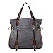 Women's Canvas Tote Bag Top Handle Bags Crossbody Messenger Bag Shoulder Handbag (Gray)