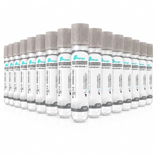 Image of Dr.Manya Sodium Fluoride Blood Collection Tube 2ml Non Vacuum | Grey Cap Glucose Collection Tube | Sterile Blood Sample Collection Tube | Laboratory, Hospital & Diagnostic Use | Pack of 100