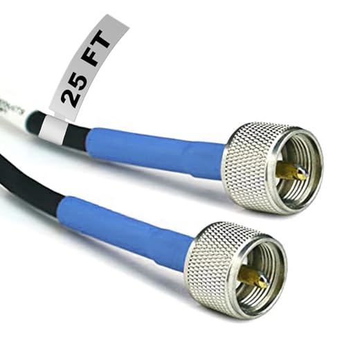Extreme Consumer Products ECP Cable Experts RG-8X 同軸ケーブル - 25フィート PL259 M/Mコネクター - 高耐久 屋内/屋外 耐候性ジャンパーケーブル - CB、ハムラジオ、短波ラジオ - HF、