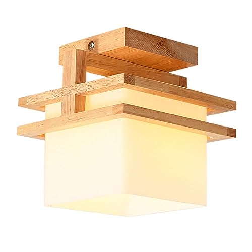 Plafonnier semi-encastré en bois pour éclairer un couloir sombre sans éblouir