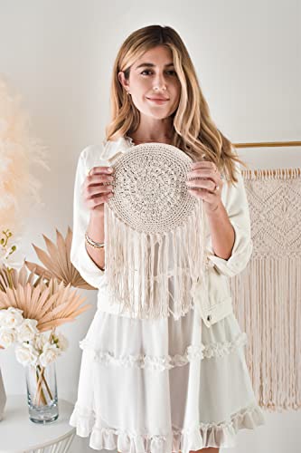 ModParty Crochet Purse | Ivory and Tan | Boho Chic Women Beach Purse | Fringe Crossbody | Brides and Bridesmaids Gift Idea3