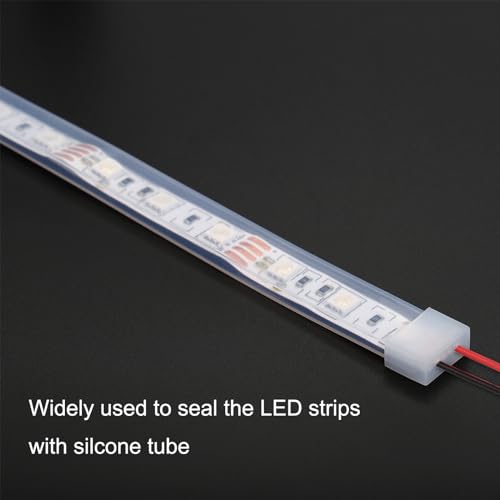 PATIKIL 60 Stück Silikon-Endkappen-Steckerabdeckung mit 2 Löchern, passend für 3528/2835/3014 10 mm breite LED-Röhrenstreifen, klar
