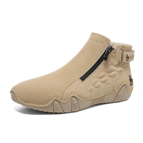 Men's Causal Fashion Ankle Chukka Boots Comfort Round Toe Alligator Printed Fur Lined Non Slip Side Zip Boots Outdoor High Top Driving Walking Shoes