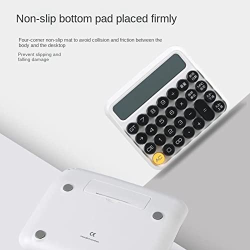 Iegefirm Taschenrechner mit Schalter, mechanisch, 12 Ziffern, großes LCD-Display, Tischrechner, Finanzrechner, große Tasten, Beige