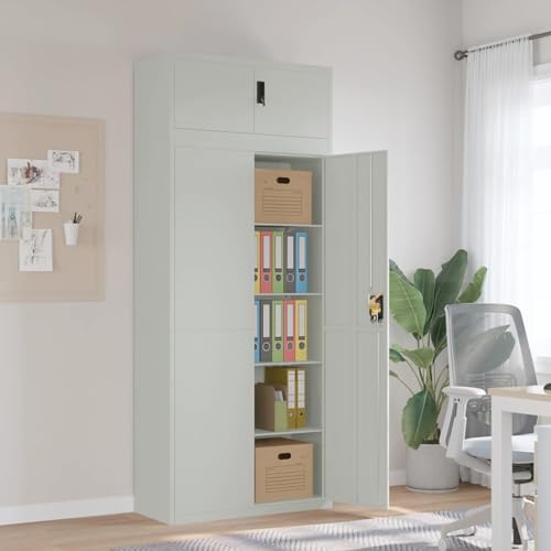 Snsowed Armario archivador de Acero Gris Claro 90x40x220 cm, Armario Oficina, Mueble Archivador, Cajonera Oficina, Cajonera Archivador, Mueble Cajonera, Archivador Oficina
