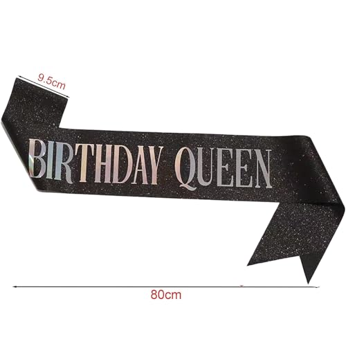 2er Set 30. Geburtstag Haarreif und Birthday Queen Schärpe Schwarz Geburtstag Schärpe Geburtstag Stirnband mit Sternen 30 Geburtstagshaarreif Schärpe für Frauen, 30. Geburtstag Geschenke Partyzubehör