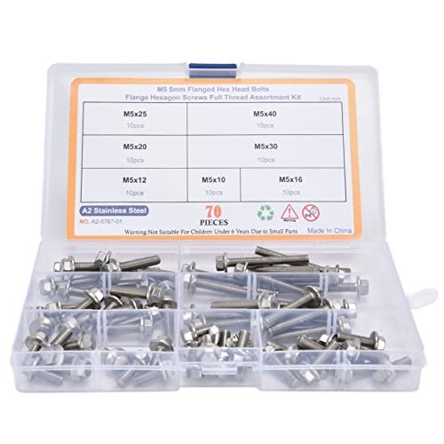 Pernos de brida hexagonal M5 en formato de kit surtido de tornillería de acero inoxidable 5