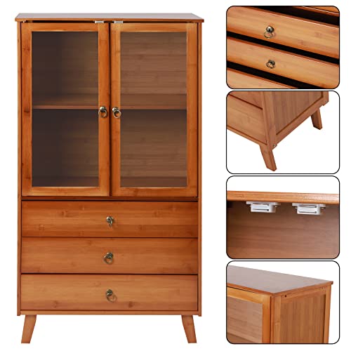 Accent Storage Cabinet With 2 Doors, Sideboard Buffet Cabinet, Buffet Sideboard Bar Cabinet With Storage And 3 Drawers, Kitchen Cupboard Server Console Table For Dining Room, Living Room, Bedroom #TOP6