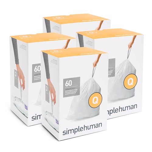 Image of simplehuman Code Q 240 Count, Genuine Custom Fit Liners, Drawstring Trash Bags in Dispenser Packs, 50-65 Liter / 13-17 Gallon