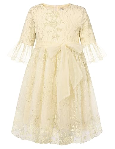 GRACE KARIN Mädchen Langarm Kleid - Baumwolle A-Linie Freizeitkleid