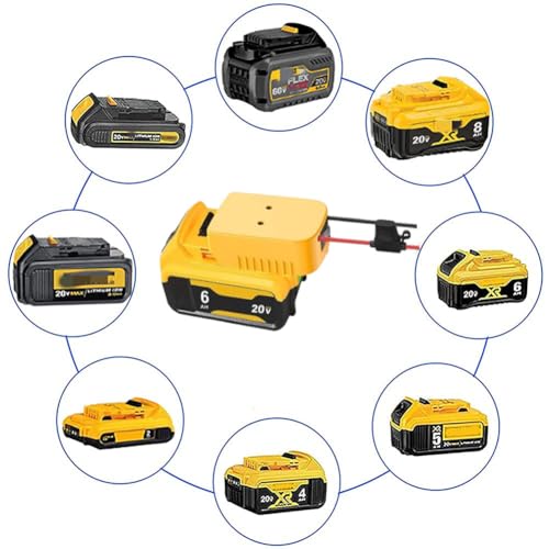 2 Packs Upgraded 20V Battery Adapter Power Tool Battery Adaptor for Dewalt 18V 20V 60V Battery Dock Power Connector 12 Gauge with Switch Fuse & Wire Terminals for RC Car Toys Robotics3