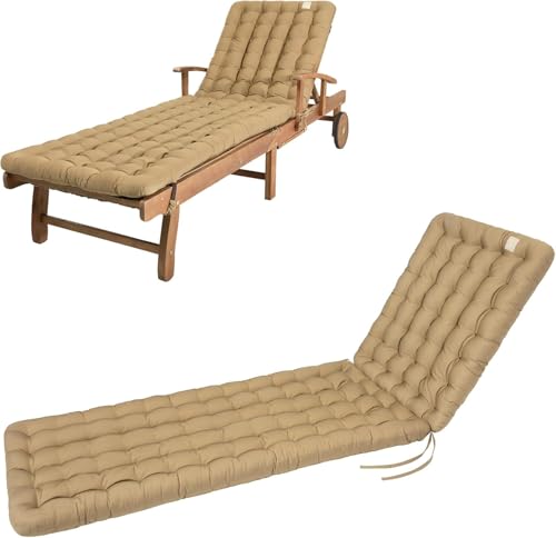Have A SEAT Luxury - Cojín para tumbona de jardín (200 x 60 cm, extragrueso, 8 cm, lavable hasta 95 °C, para tumbona, tumbona de relax y tumbona), color beige