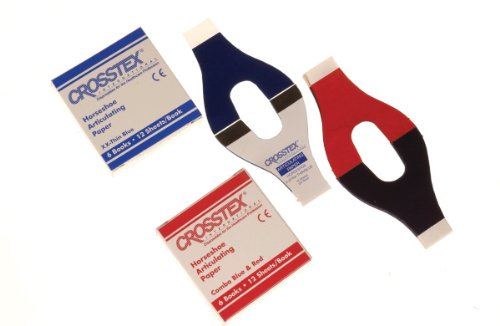 Crosstex TPH Articulating Paper, Horseshoe, Blue Red Combo (Pack of 12)