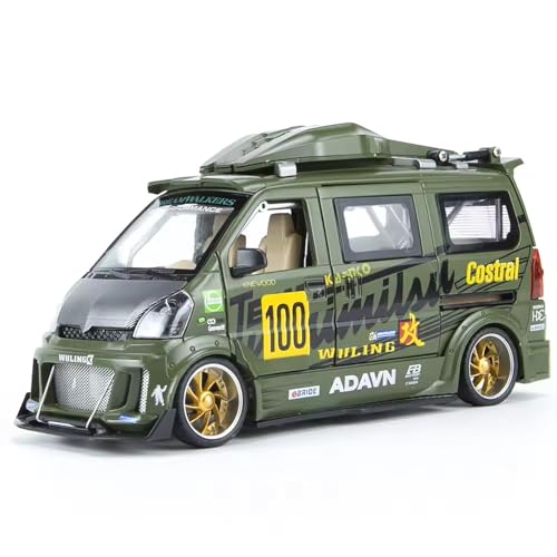 Image of Alokik Enterprise Die-Cast Zinc Alloy 1:24 Scale Wuling Track Sports Van【Large】 with 6 Openable Doors,Lights & Music & Steerable Front Wheels【Random Color】【Pack of 1】