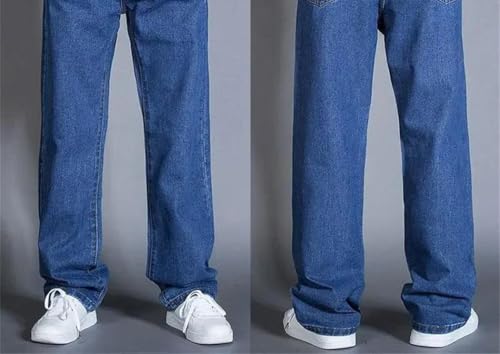 Men's Plus-Size Loose Straight-Leg Stretch Jeans, Thin Casual dad Jeans2