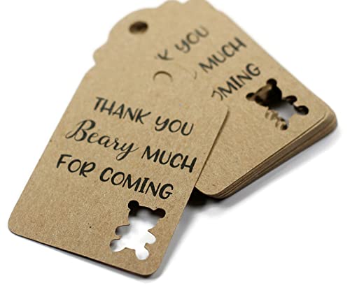 Teddy Bear Themed Favor Tags - Thank You Beary Much for Coming (Set of 12) (Kraft Brown)