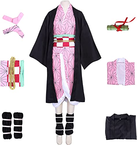 Yakogy Girls Cosplay Dress Up Kamado Costume Kids Anime Kimono Dress Suit Full Set #TOP1