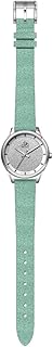 ساعة يد للنساء من ريس، جلد - فضي واخضر مينت R2019-LSMG، تناظري