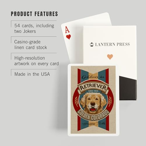 Lantern Press Golden, Colorado, Retro Beer Ad, Golden Retriever, 52 naipes póker miniatura 3