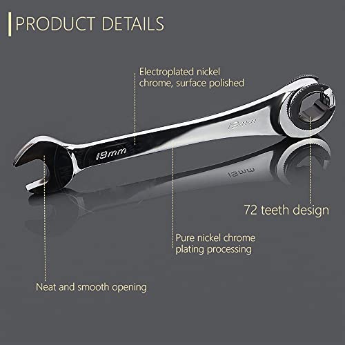 Tubing Ratchet Combination Wrench Flexible Adjustable Head Wrench Hand Tools Ring Gear Wrench Maintenance Tools (10Mm Fixed Type) #TOP1