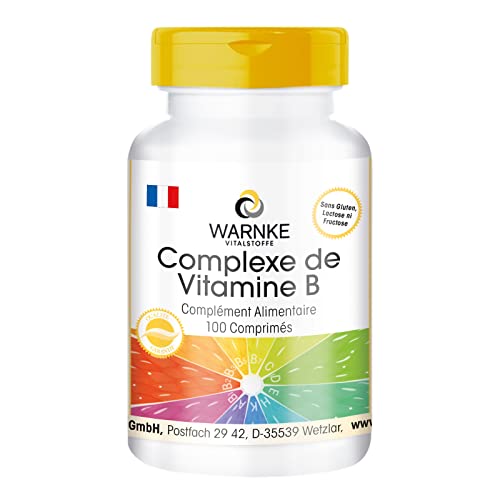 Complexe de vitamine B - dosage élevé - avec PABA, Vitamine B 12, Acide Folique - végétalien - 100 comprimés | Warnke Vitalstoffe - Qualité des pharmacies allemandes