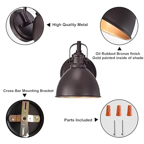 Image of 2 Pack Oil Rubbed Bronze Barn Light, Farmhouse Gooseneck Light Fixtures Indoor, Outdoor 7.5 Inch Vintage Light Fixtures for Wall, Vanity, Bedroom, Garage, Garden.
