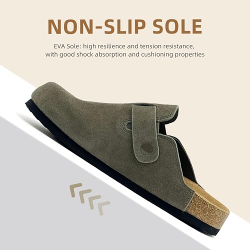 Image of Kids Suede Clogs Boys Girls Sandals Cork Footbed Toddler Slip-on Slippers Indoor Outdoor Cute Sandals Classic Adjustable Buckle