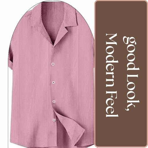 Image of MiraMichi Stylish Men's Regular Fit Half-Sleeve Corduroy Striped Casual Shirt - Perfect