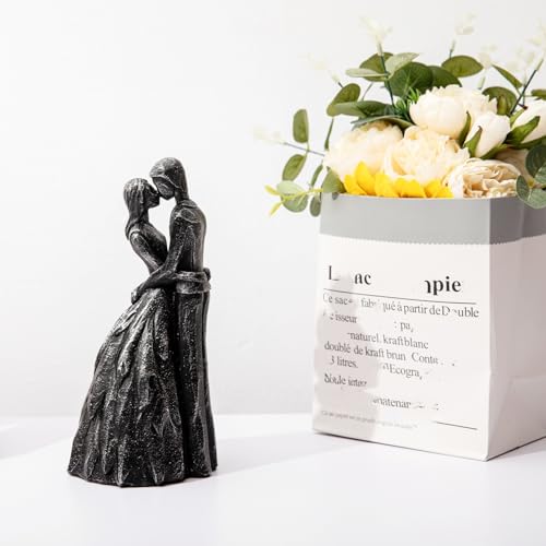 Estatua Decorativa para Aniversario Pareja en Resina Negra miniatura 2