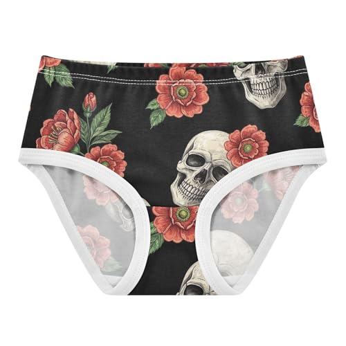 Cotton Toddlers Underwear Floral Embroidered Skulls Red Floral Black Panties for Girl Animal Briefs Undies Kids 2t