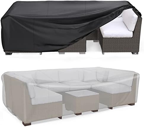 Mrrihand Garden Cube Furniture Covers Waterproof 600D Heavy Duty, Rattan Cube Cover 126x126x74cm Windproof, Anti-UV, Tear-resistant, Outdoor Table Cover with Buckles,Drawstring