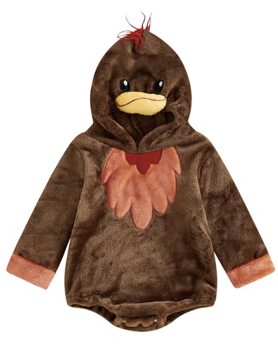 Dubute My First Thanksgiving Baby Boy Girl Outfit Turchia tuta pagliaccetto con cappuccio vestiti per neonati 3 6 9 12 18 mesi, Marrone-Ringraziamento, 3-6 Months