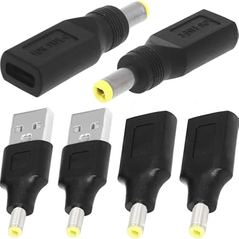 HAAMNING7 adapter USB A 5,5 x 2,5 mm na DC, żeński adapter USB męski na DC do gniazda 5 V, wtyczka zasilania, wtyczka sieciowa, adapter zasilania do routera audio, lampy PC, konwerter USB C na DC