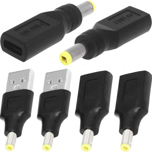 HAAMNING7 adapter USB A 5,5 x 2,5 mm na DC, żeński adapter USB męski na DC do gniazda 5 V, wtyczka zasilania, wtyczka sieciowa, adapter zasilania do routera audio, lampy PC, konwerter USB C na DC