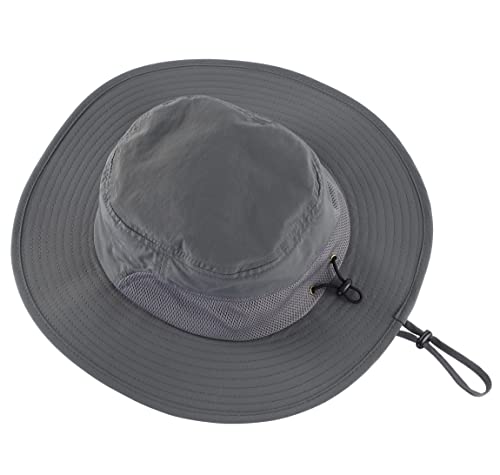 Connectyle Men's Upf 50+ Sun Protection Safari Hat Breathable Wide Brim Bucket Fishing Hat Dark Grey #TOP1