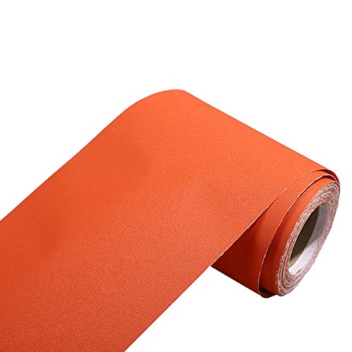 Nb Self Adhesive Solid Color Frosted Wallpaper Border Stick Waterproof Wall Border Easy To Apply Kitchen Bathroom Tiles Sticker 4 X 196Inch (Orange) #TOP3